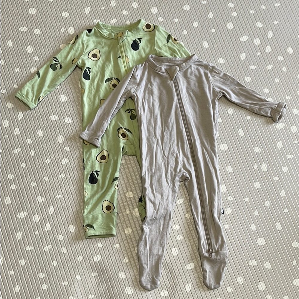 Avocado Print and Gray Kids One Piece Set